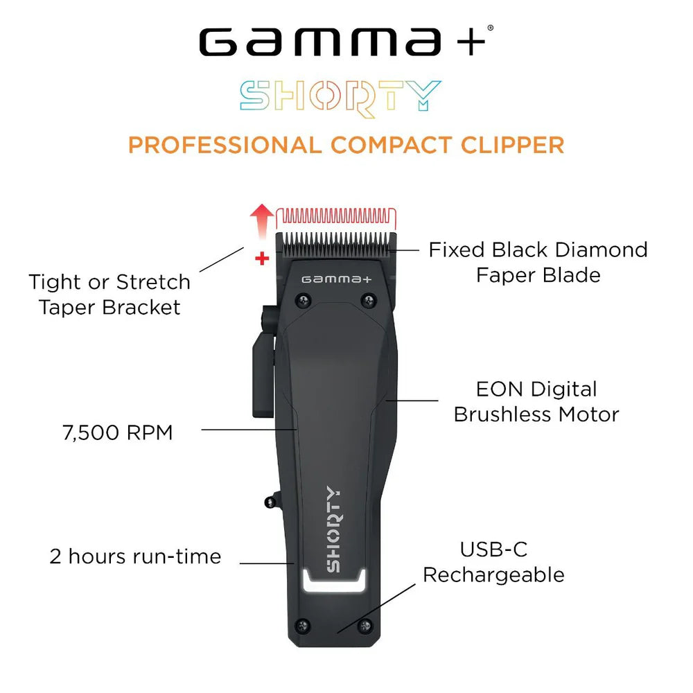 Gamma+ Shorty Cordless Hair Clipper w/ EON Digital Motor (GP605M)