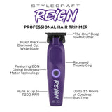 StyleCraft Reign EON Digital Brushless Motor Cordless Clipper + Trimmer - Purple (Combo) (SC620P/SC422P)