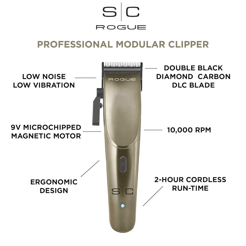 StyleCraft Rogue Clipper/Trimmer Combo Set w/ Microchipped Magnetic Motor - Metallic Matte Gunmetal (SC201N)