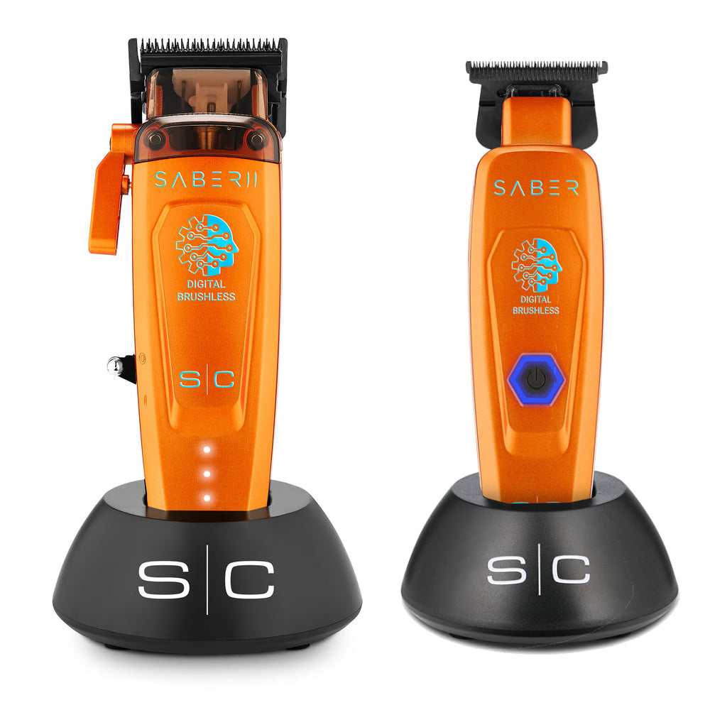 StyleCraft Saber 2 Cordless Clipper & Trimmer Bundle - Orange (SC617O/SC421O)