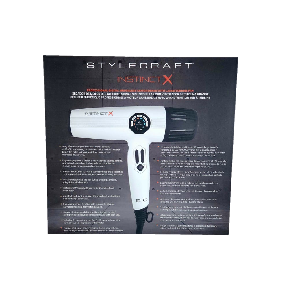 StyleCraft Instinct-X Hair Dryer – White #SC105B