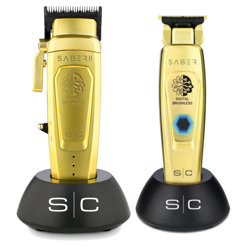 StyleCraft Saber 2.0 Cordless High Torque Clipper + Saber Trimmer - Gold (Combo)