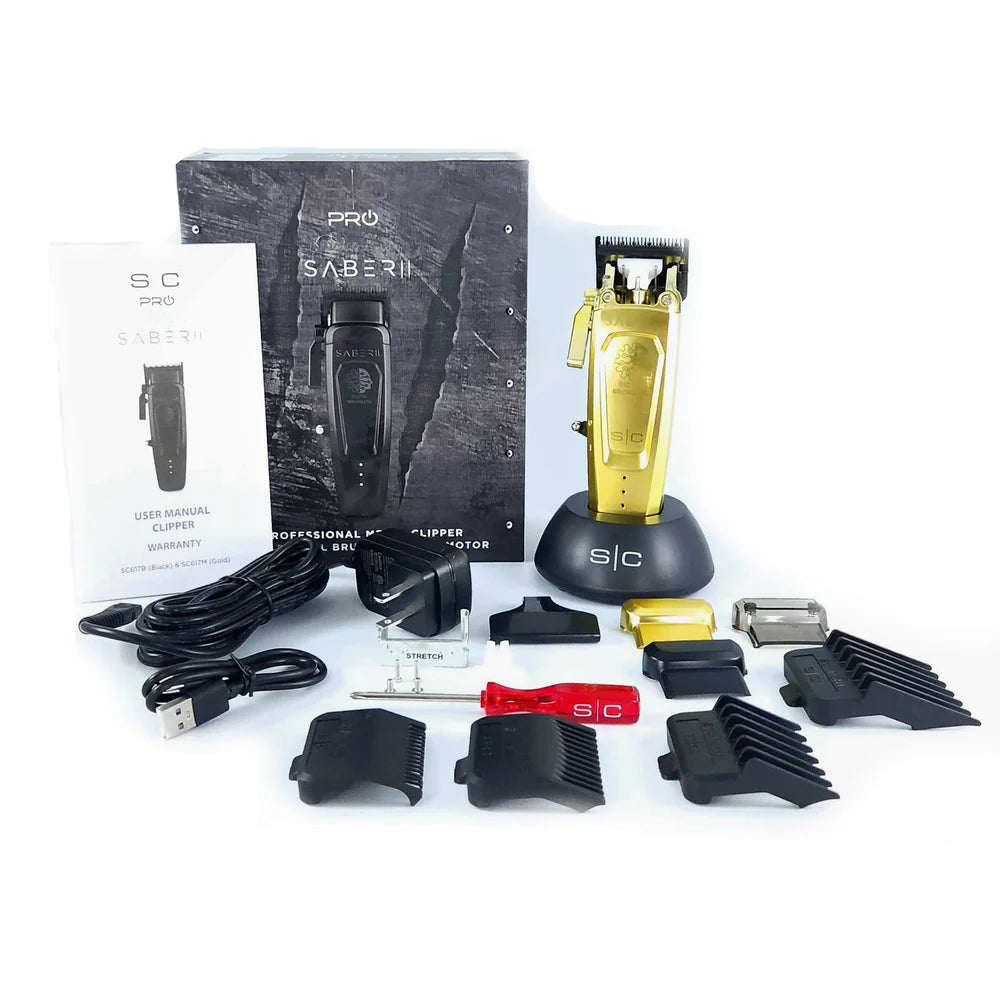StyleCraft Saber 2.0 Cordless Modular Clipper w/ High-Torque Digital Brushless Motor - (Black or Gold) (SC617)