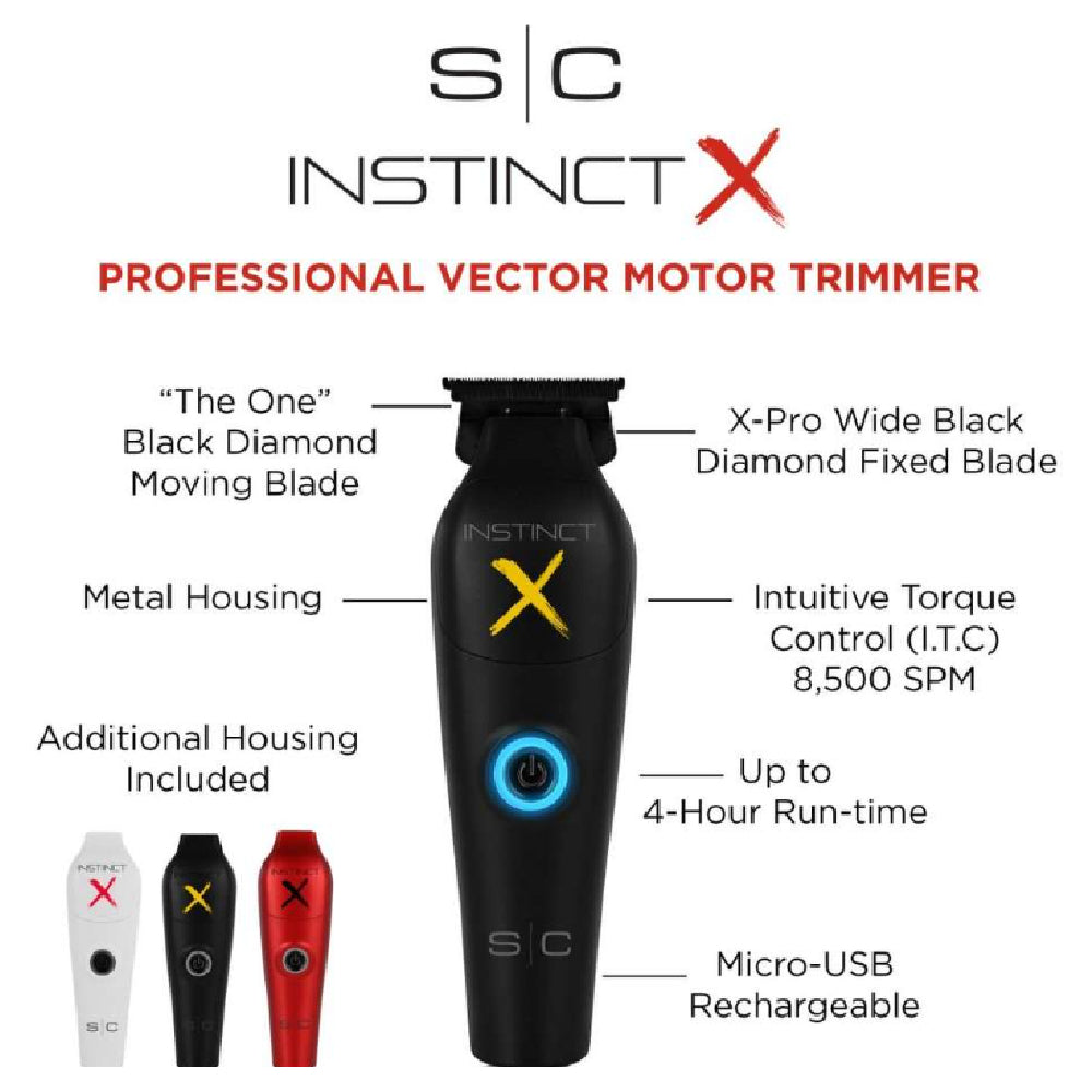 StyleCraft Instinct X Metal Trimmer - Professional Cordless Hair Trimmer with IN2 Vector Motor