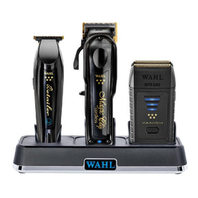 Wahl 5-Star Black/Gold Cordless Barber Combo + Vanish Shaver + Power Station (Combo)-Clipper Vault