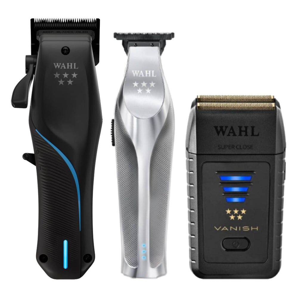 Wahl Professional Vapor Cordless Clipper, Hi-Viz Trimmer, & Vanish Shaver (Combo)