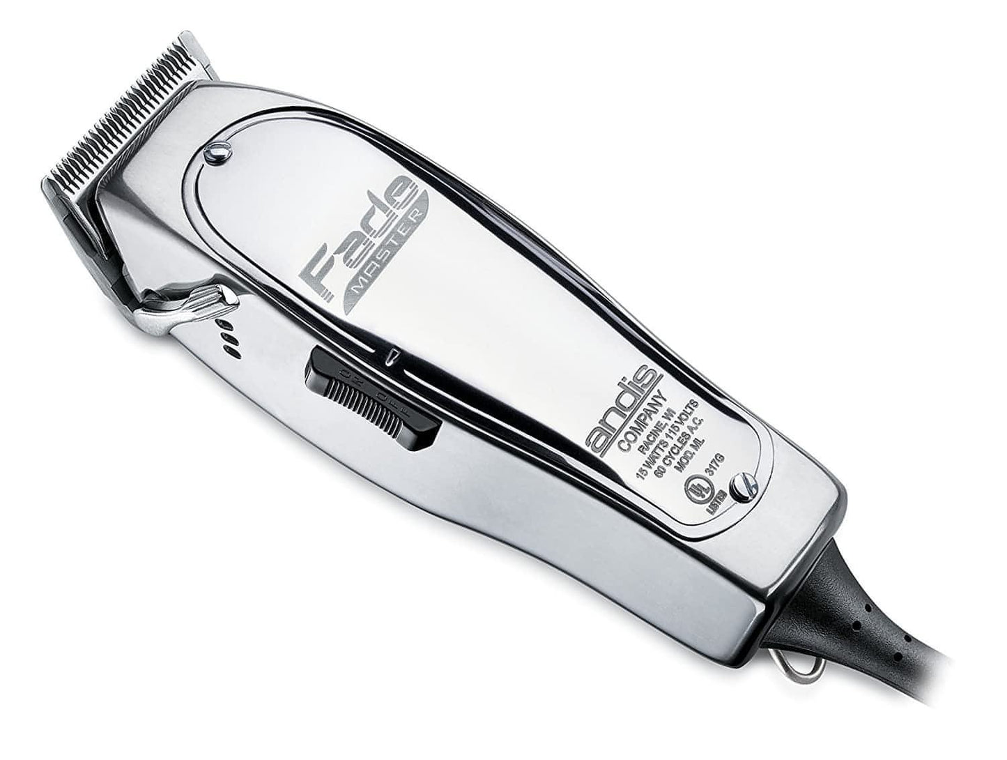 Andis Professional Fade Master Hair Clipper with Adjustable Fade Blade, Silver, Chrome (01690)-Clipper Vault