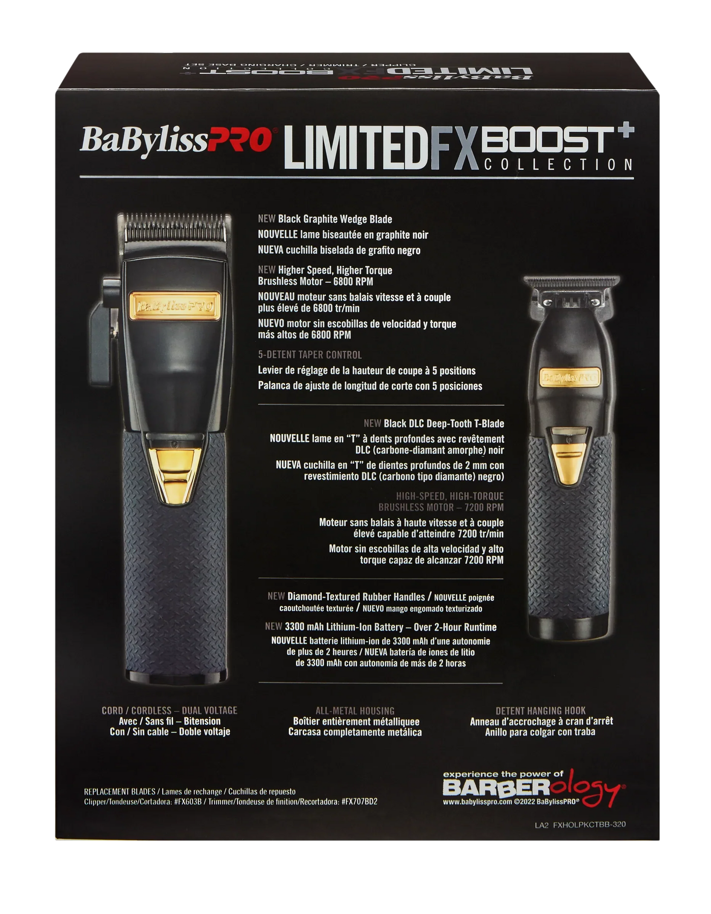 BaByliss PRO Black FX Boost+ Limited Edition Clipper & Trimmer Set w/ Charging Base (FXHOLPKCTB-B)-Clipper Vault