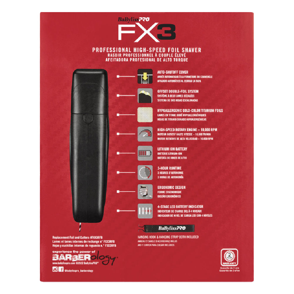 Babyliss Pro FX3 High Speed Foil Shaver Black (FXX3SB)-Clipper Vault