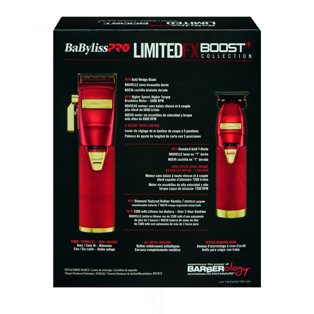 BaByliss PRO RED FX Boost+ Limited Edition Clipper & Trimmer Set w/ Charging Base-Clipper Vault