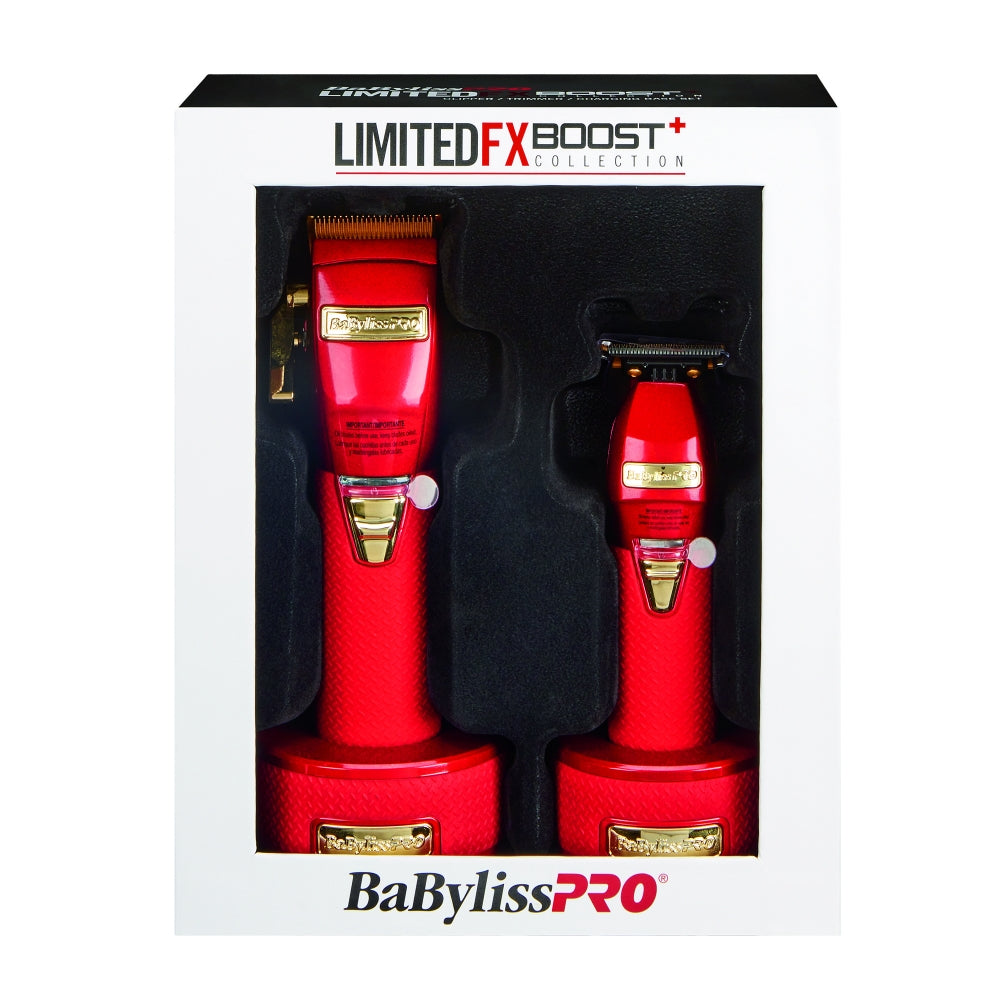 BaByliss PRO RED FX Boost+ Limited Edition Clipper & Trimmer Set w/ Charging Base-Clipper Vault