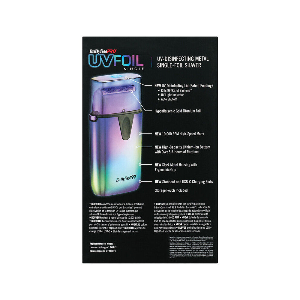 Babyliss Pro UV Disinfecting Single Foil Shaver - Iridescent-Clipper Vault