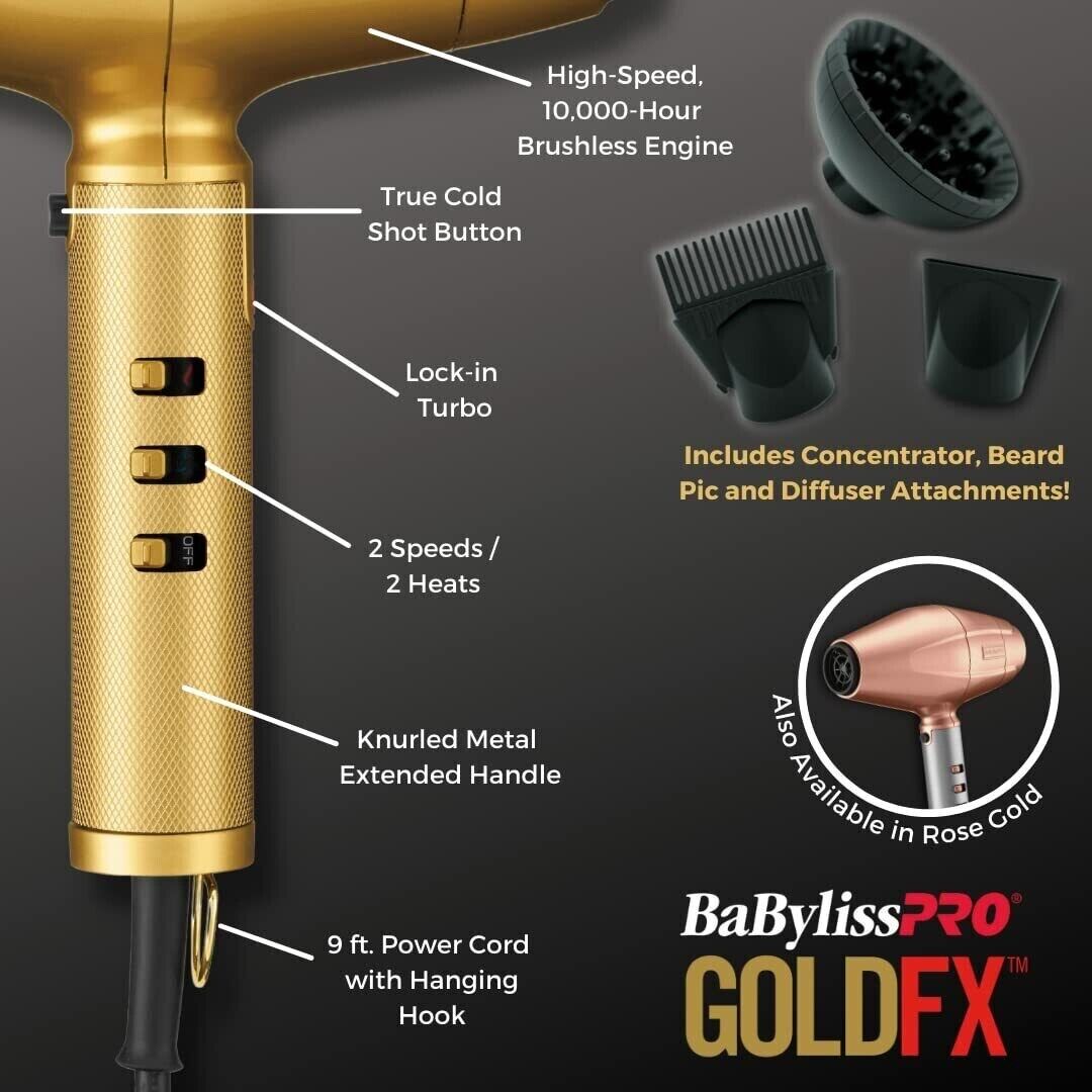 BaBylissPRO GOLDFX High-Performance Turbo Dryer-Clipper Vault