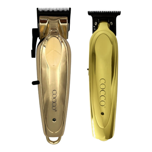 Cocco Pro All Metal Hair Clipper & Trimmer Combo - Gold (Dual Voltage)-Clipper Vault