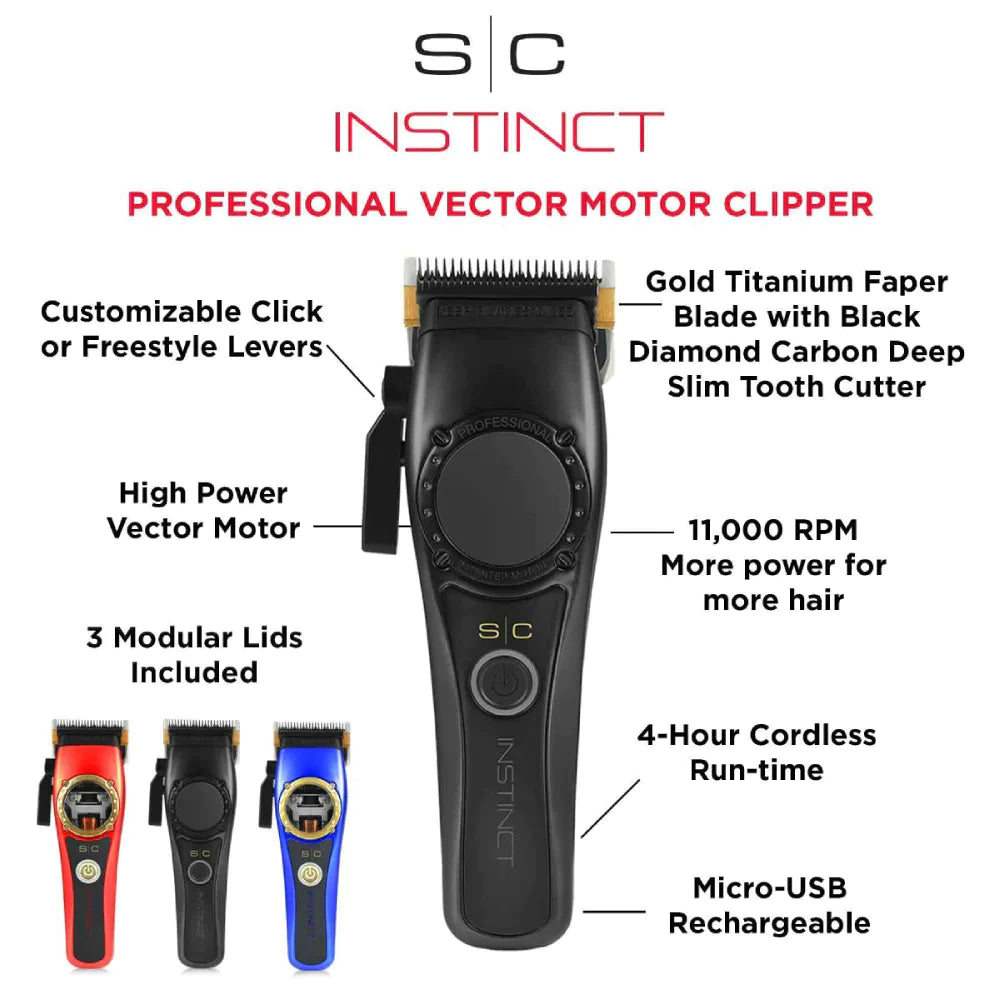 StyleCraft Instinct Professional Vector Motor Cordless Clipper + Trimmer-Clipper Vault