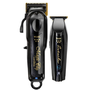 Wahl 5-Star Black/Gold Cordless Barber Combo – Cordless Magic Clip & Cordless Detailer #3025397-Clipper Vault